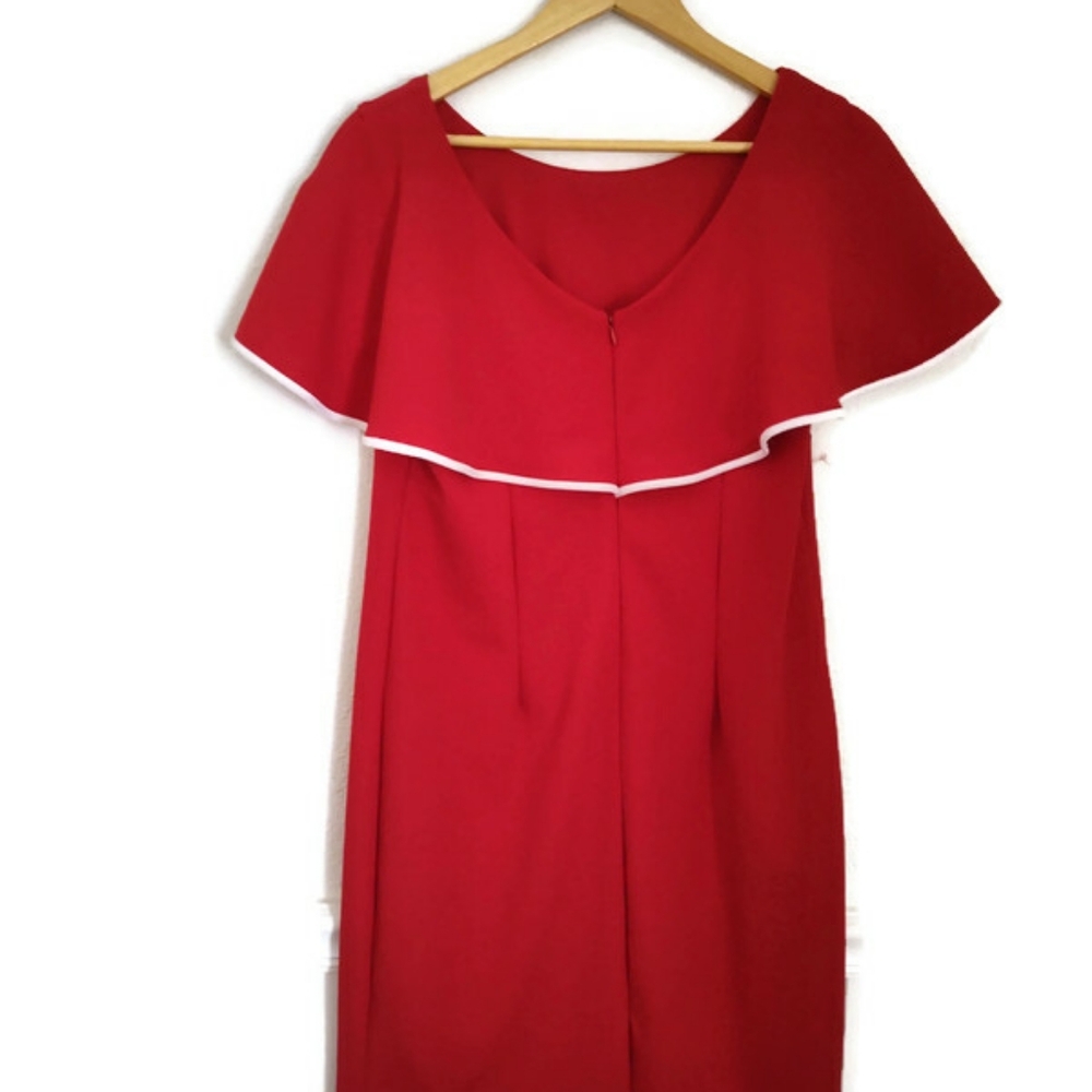 True Red Glamour Dress Vintage Design So beautiful!! Size 14 - Picture 3 of 6
